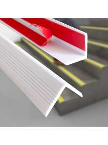 4 piezas de protectores de parachoques sólidos, borde antideslizante y a prueba de agua para protección de esquinas y pisos, escaleras y mesas - Plástico negro y blanco, proporciona y protección, 2.5x2.5cm, 1m de longitud