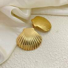 3pcs/Set Summertime Beach-Style Starfish Pendant Stainless Steel Plated Gold Earrings, Fashion Jewelry Gift For Women