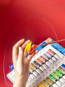 带拇指孔的椭圆形艺术家调色板 - 不粘，丙烯酸颜料调色板托盘，透明椭圆形调色调色板，适用于水彩、丙烯、化妆品化妆，适用于绘画、化妆等，学校用品，返校