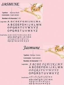 定制手工不锈钢足球皇冠吊坠项链 - 个性化“茉莉花”名字雕刻，金链，足球迷珠宝礼物 - 彩色 - 查看 9