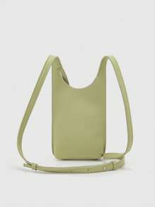 1pc Light Green PU One Shoulder Diagonal Crossbody Bag, Fashion New Style, Minimalist, Lightweight, Commuting, Fresh Design With Card Holder & Pendant