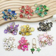 20/200 件 10 色新款时尚珐琅散装花朵心形什锦饰品可爱镀金吊坠适用于 DIY 手链项链耳环珠宝制作工艺配件 - 混合 - 查看 10