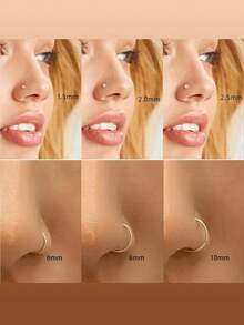 6-12 件鼻环鼻钉 20G L 形鼻钉 1.5 毫米 2 毫米 2.5 毫米 4 毫米方晶锆石小号银金防过敏鼻环饰品男士 - 鼻釘 - 查看 4