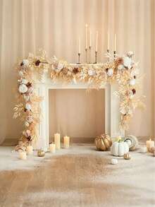 6FT Eucalyptus Garland With Flowers Greenery Floral Vine Garland For Table Decor Wedding Centerpieces - 1pc beige - 查看 2