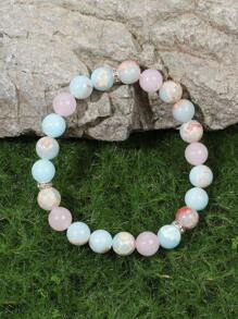 YAUKIA 1pc Compassion Healing Crystal Bracelet, Natural Imperial Jasper And Rose Quartz Gemstone Bracelet, Protection And Absorb Negative Energy Jewelry Gift