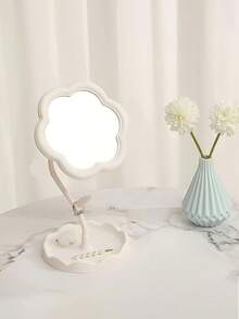 【花形化妆镜】1个花形化妆镜 - 高清玻璃镜面和可调节支架 - 轻质塑料框架，适用于梳妆台、卧室、浴室装饰 - 爱美人士房间装饰，化妆，价格实惠，房间装饰，梳妆台，旅行，卧室，化妆配件，镜子，梳妆镜，价格实惠，圣诞礼物，化妆，化妆工具，便宜货，礼物，女士礼物，圣诞礼物，赠品，旅行，便宜货，旅行必备 - 彩色 - 查看 7