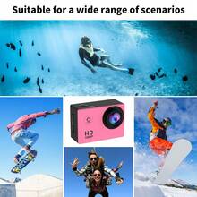 粉色运动相机,水下防水 DV 摄像机,防抖,140 度广角运动相机,自拍双屏运动相机 30fps 触摸双屏 Wifi 全高清,高清相机带配件套件 - 玫紅色 - 查看 5