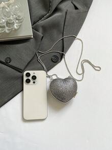 1 件斋月迷你纯色珍珠亮光手提包，情人节礼物单肩斜挎包