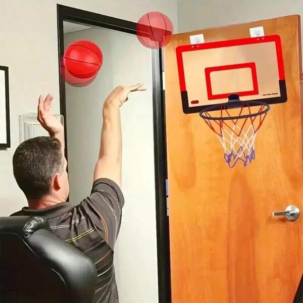 1 Set Basketballkorb für Innenbereich mit transparentem Rückbrett, geeignet für Zuhause und Outdoor-Aktivitäten, faltbarer Basketballkorb ohne Bohren, Basketballkorb-Set, Basketball, Basketballkorb mit Ball und 4 Haken als Geschenk.