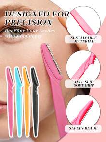 Stainless Steel Eyebrow Grooming Kit – Includes Razors, Covers, Long-Handled Scissors & Beauty Tools For Eyebrow Shaping, Exfoliating & Bikini Trimming