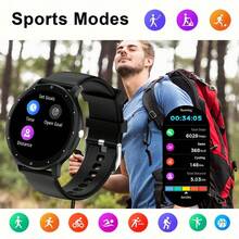 PEJE 1.28英寸TFT智能手表，硅胶表带，IP67防水，多功能智能手表，无线连接和遥控，适合户外运动、居家生活、日常出行，轻巧便携，男女通用，节日/生日礼物，兼容安卓和iOS系统 - 黑色 - 查看 12