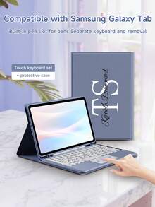 Estuche protector personalizado con teclado táctil compatible con iPad de 10.ª generación, iPad Air de 11 pulgadas (M2)-2024/iPad de 10.2 pulgadas, estuche con teclado compatible con Samsung Galaxy Tab S7/S8 de 11 pulgadas, teclado desmontable con panel táctil, equipado con soporte de visualización múltiple, ranura para lápiz incorporada en el estuche protector, el teclado admite uso dividido - Multicolor - Ver 2