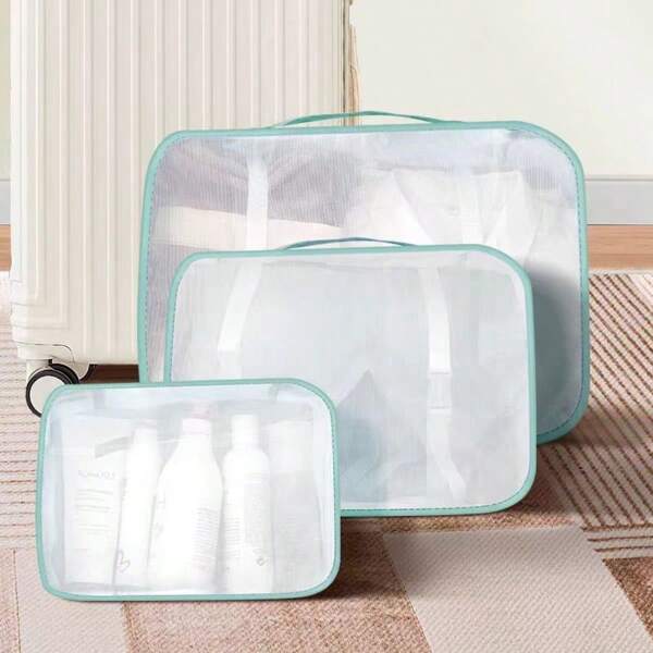 1 Set Travel Packing Cubes (7 Pcs), Waterproof Luggage Organizer Bags, Space Saving Clothes Shoe Underwear Organizer For Vacation/Business Trip