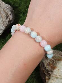 YAUKIA 1pc Compassion Healing Crystal Bracelet, Natural Imperial Jasper And Rose Quartz Gemstone Bracelet, Protection And Absorb Negative Energy Jewelry Gift