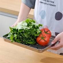 2pcs Stainless Steel Baking Tray With Rack Set, Cookie Sheet, Thickened Edges, Heavy Duty, Anti-Rust, Easy To Clean, Oven Friendly, For Home Baking, Outdoor Picnics, Camping, Suitable As Christmas Gifts, Graduation Party Supplies - Multicolor - View 4