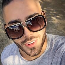 Gafas de moda con puente doble, estilo unisex - Marco dorado doble marrón - Ver 3