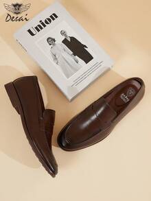 DESAI 1 paire de chaussures habillées  sélectionnées pour hommes, chaussures de ville décontractées polyvalentes et à lacets et semelle antidérapante pour jeunes hommes - Tabac - Voir 2