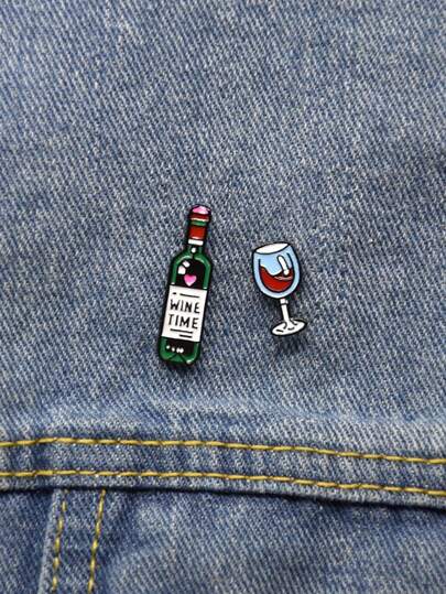 2 piezas/set Broche para botella de vino y copa de copa, accesorio versátil y casual