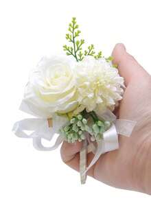 1PC Rose Wrist Corsages Wristband Hand Flowers For Wedding Bridesmaid Bridal Shower Prom Party Gradient Rose - Multicolor - View 22
