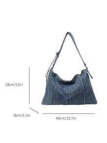 Women's Fashionable One Shoulder Bag, Underarm Bag, Large Capacity Denim Casual Versatile Tote Bag, Suitable For Going Out, Travel, Shopping