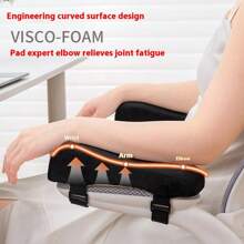 1pc Upgraded Office Chair Comfort Accessory, Memory Foam Armrest Pad, Removable And Washable Computer/Gaming Chair Armrest Sleeve, Elbow Support To Relieve Arm Pressure, Black, Grey, Pink, Essential Office Supply, School Supplies, Back To School