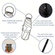 1pc Compact Windproof And Rainproof Five-Fold Pocket Umbrella; Mini Capsule Umbrella; Folding Umbrella; Sun And Rain Umbrella; Black Rubber; Sun Umbrella With Box; Portable Umbrella; Rain Cover; Portable Foldable Sturdy Fiberglass Ribs; Ergonomic Handle; Dual Purpose For Sun And Rain Protection; Outdoor Activities And Travel Umbrella;