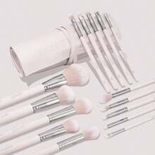 YQQ ColourPop Stone Cold Brush Roll Face Eye Brush Set Face Eye Makeup Brush Set Made With Luxe Synthetic Vegan Bristles Includes Holder 15 Count THM6413 - StoneColdSet - 查看 3