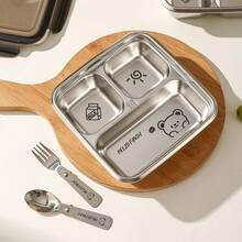 1个带盖多格304不锈钢午餐盒，可爱图案，便携大容量，可存放水果沙拉等食物，带2/3个隔层，密封防漏，保温隔热，适合学生和成人居家、学校、宿舍、办公室、户外露营、野餐、旅行、返校等场合使用。