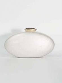 1 pièce Sac à main de soirée en forme de coquille ovale, style européen et américain, sac bandoulière mode polyvalent en acrylique haut de gamme d'une seule pièce, quincaillerie métallique chic avec fermeture magnétique, sac à main élégant et mode pour dame, convient pour les banquets, mariages, événements, défilés, cadeau pour femmes, peut également être utilisé comme sac de mariée, porte-rouge à lèvres, sac à cosmétiques, etc.