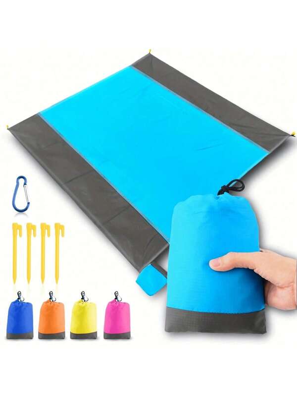 Oversized Sand-Proof Beach Blanket, 79' * 82'' Oversize Beach Mat, Portable Picnic Mat For Travel, Camping And Hiking, And Nylon Waterproof Mat For Portable Beach.