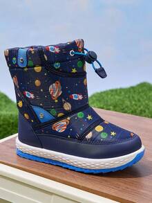 Girls Snow Boots, Children's Boots, Outdoor Boots, Girls Thermal Lined Short Boots, Boys Thermal Lined Short Boots - Blue - View 2