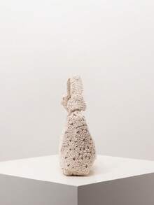 随机图案海滩必备品、拉菲草包、高档女士手提包、钩针编织套装、旅行必备品、女士度假装 - 杏色 - 查看 6