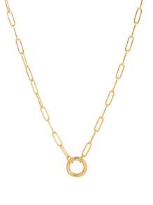 1pc Simple Fashion Love Looped Ring Pentagonal Star Looped Ring Oval Looped Ring Fried Dough Twists Looped Ring Chain Necklace, Can Be Used For DIY Women's Necklace, Electroplated 18K Gold Waterproof Sweatproof, Suitable For Daily Use, Women's Jewelry, DIY Accessories