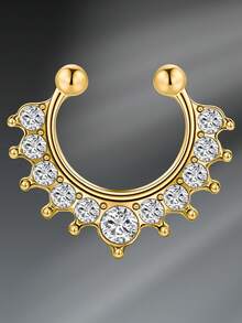 CIZME 1 chiếc nhẫn mũi giả bằng thép không gỉ đính đá Rhinestone thời trang dành cho phụ nữ để trang trí hàng ngày, khuyên mũi bằng vàng không xỏ khuyên, trang sức khuyên mũi giả, kẹp xỏ khuyên mũi giả trên mũi - Vàng - Xem 17
