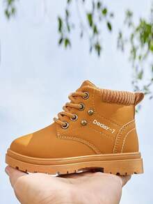 Botas para niños para exteriores, botas de senderismo para niños, botas de tobillo de moda casual para niñas - Marrón - Ver 4