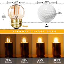 6PCS G40 1W LED Globe Light Bulbs E27 Screw Medium Base 220V Warm White 2200K Low Wattage Vintage Amber Glass Edison Mini Bulbs Antique Indoor Decorative Filament LED Bulb 10W Equivalent For String Light Bedroom Night Light