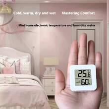 1/2pcs Mini Digital Thermometer Hygrometer, High Precision Indoor Room Temperature Humidity Meter, Wall-Mounted Fridge Thermometer, Home Essentials - White - View 4