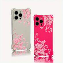 Funda para teléfono 1 pieza. El diseño de patrón de flores de rama rosa te permite colgar una funda para teléfono en las cuatro esquinas. Es adecuado 16 Plus 14 Pro 12 15 13 Fundas blandas impresas de TPU - Colores mixtos 3 - Ver 6