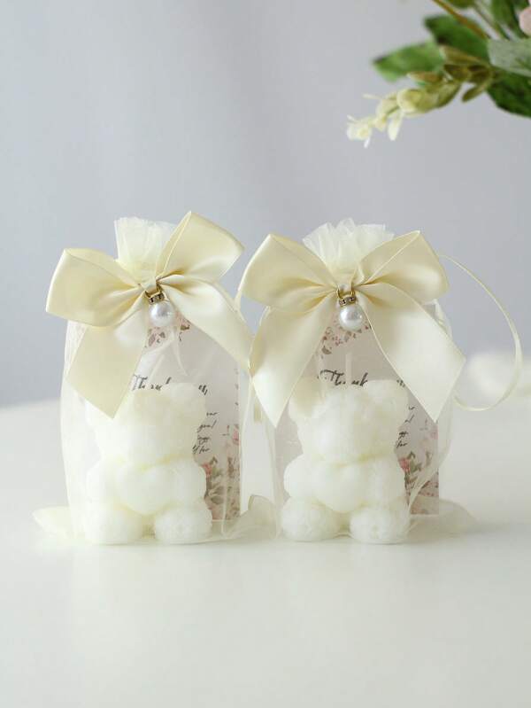 3 piezas/set (Candles perfumados con corazón rosa + Bolsa de regalo con lazo, Tarjeta) Candle decorativos con olor a rosa, Candy decorativo para mesa de boda, Cera de soja, Regalos de bodas, regalos de festivales, Recuerdos, Decoraciones del hogar, Donaciones de amigos para bodas