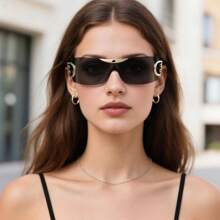 1 pieza Gafas de moda sin montura clásicas, estilo cuadrado retro casual para hombres y mujeres, con forma envolvente personalizada