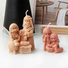 Molde de Silicone da Cena de Natividade, Vela de Cera Perfumada da Família Religiosa, DIY Mini Família de Jesus em Epóxi, Ferramenta de Artesanato de Arte Religiosa, Molde de Figurinha 3D para Decoração do Lar