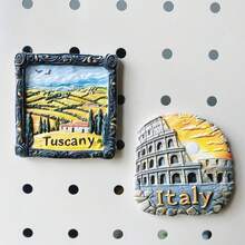 1pc Resin Fridge Magnet With Italy Landmark Designs (Florence, Venice, Tuscany, Missouri, Amalfi Coast, Rome, Sicily), Travel Souvenir Wall Decor Magnetic Sticker, Gift For Kitchen, Bedroom, Storage Cabinet, Italy Trip - Multicolor - View 7