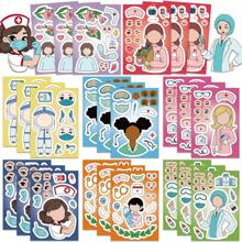 8 Sheets Funny Doctor Nurse Stickers Make Your Own Character Face Puzzle Toy Party Game Medical Decals For Laptops And Water Bottles Nurse Accessories For Work Back To School Student Rewards Supply