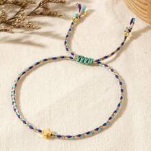 1PC Bohemian Casual Style Multicolor Cord Copper Cross Bracelet | Handmade Stackable Couple/Best Friend Bracelet, Perfect For Gifting | Birthday Presents For Lovers & Friends, Year-Round Wear