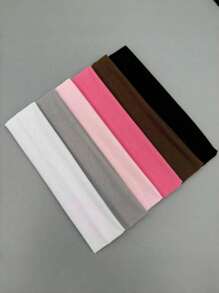 1/6件装女士多色纯色运动吸汗带，时尚瑜伽跑步休闲发饰，健身房发带，秋冬季女士头巾，度假装扮发带，女士优雅围巾，女士头巾，柔软头巾