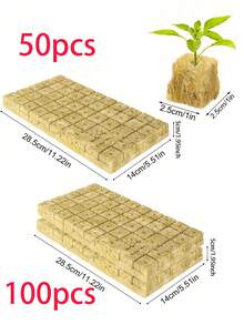 50/100 件无土栽培育苗块、生长块、带孔水培岩棉块、园艺植物生长块、透气毛毡植物生长块、花园饲养用品、非常适合生根、扦插、克隆植物、种子发芽，适合所有园艺爱好者 - 彩色 - 查看 2