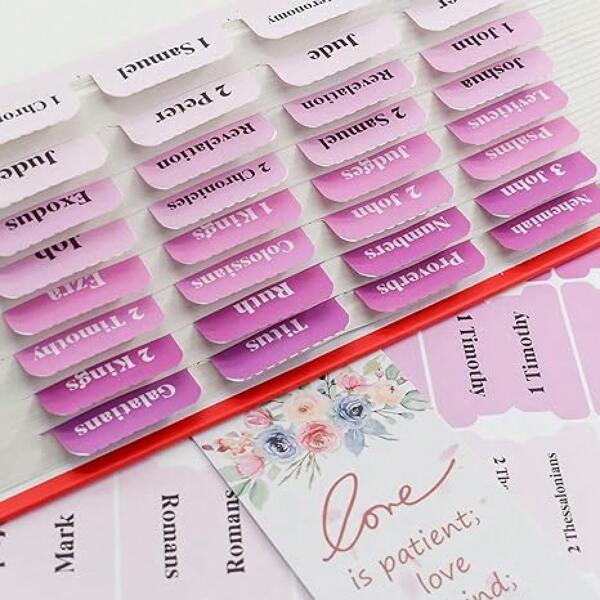 Bible Tabs For Women Bible Journaling Supplies Large Print, 96 Tabs In Total, For Old And New Testament Studying With Blank Laminated Bible Tabs