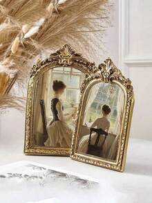 1个复古欧式金色装饰相框，3种尺寸可选，优雅复古设计，适合婚礼装饰、家居装饰，最佳礼品