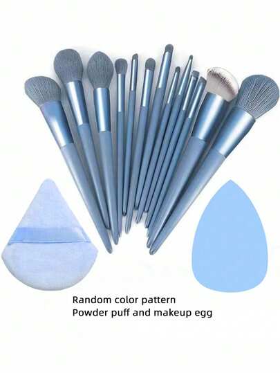 13 zestawów pędzli do makijażu, podstawowe cienie do powiek, kosmetyki damskie, 2 szt. gąbki do makijażu, profesjonalny puder do makijażu, mieszanie narzędzi do makijażu dla początkujących