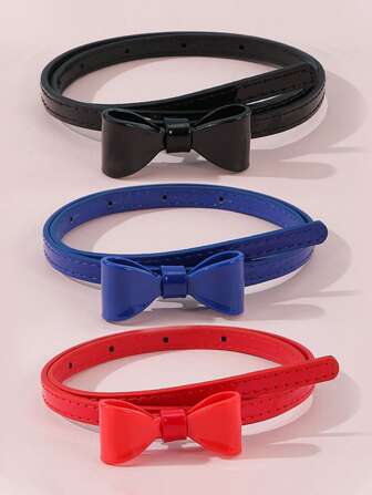 1 pièce nœud papillon pour enfants, ceinture de taille ajustable décontractée, de couleur unie légère, convient pour le port quotidien et extérieur, cadeau